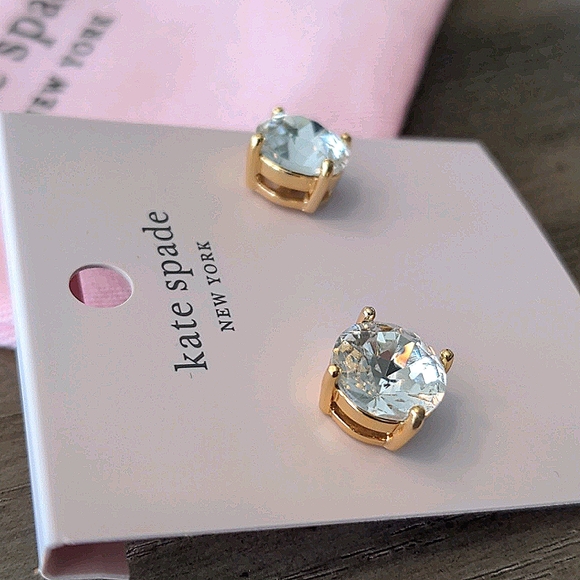 NEW Kate Spade Gumdrop Stud Earrings in Clear/Gold - Picture 7 of 8